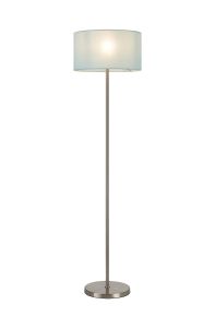 Zenth Floor Lamp, 1 Light E27, Satin Nickel/Duck Egg 40x22cm Linen Shade