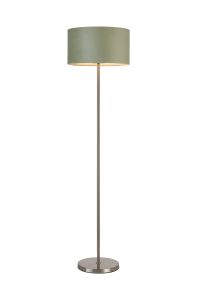 Zenth Floor Lamp, 1 Light E27, Satin Nickel/Sage Green/Prosecco 40x22cm Velvet Shade
