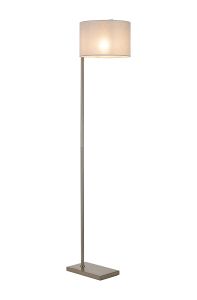 Zenth Floor Lamp, 1 Light E27, Satin Nickel/Cement 30x20cm Linen Shade