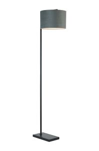 Zenth Floor Lamp, 1 Light E27, Satin Black/Dark Grey/Silver 30x20cm Velvet Shade
