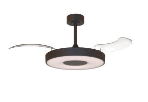 Coin Fan M 49cm 40W LED Dimmable Ceiling With Built-In 30W DC Fan, 3000-5000K Remote, APP, Alexa&Google Voice Control, 6400lm, Black