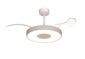 Coin Fan M 49cm 40W LED Dimmable Ceiling With Built-In 30W DC Fan, 3000-5000K Remote, APP, Alexa&Google Voice Control, 6400lm, Beige