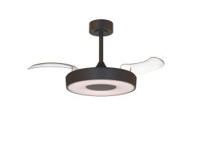 Coin Fan Mini Smart 40cm 36W LED Dimmable Ceiling With Built-In 25W DC Fan, 3000-5000K Remote, APP, Alexa&Google Voice Control, 5710lm, Black