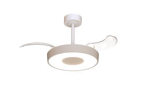 Coin Fan Mini Smart 40cm 36W LED Dimmable Ceiling With Built-In 25W DC Fan, 3000-5000K Remote, APP, Alexa&Google Voice Control, 5710lm, Beige