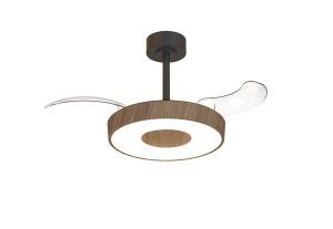 Coin Fan Mini Smart 40cm 36W LED Dimmable Ceiling With Built-In 25W DC Fan, 3000-5000K Remote, APP, Alexa&Google Voice Control, 5710lm, Walnut/Black