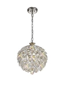 Coniston 35cm Pendant, 3 Light E14, Polished Chrome/Crystal