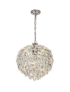 Coniston 45cm Pendant, 6 Light E14, Polished Chrome/Crystal