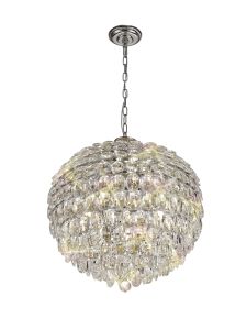 Coniston 54cm Pendant, 9 Light E14, Polished Chrome/Crystal Item Weight: 20kg