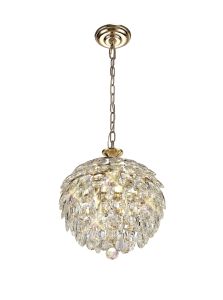 Coniston Pendant, 3 Light E14, French Gold/Crystal