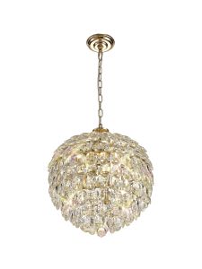 Coniston Pendant, 6 Light E14, French Gold/Crystal