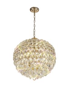 Coniston Pendant, 9 Light E14, French Gold/Crystal Item Weight: 20kg
