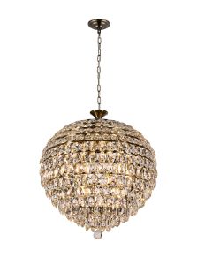 Coniston 66cm Pendant, 12 Light E14, Antique Brass/Crystal Item Weight: 29.2kg