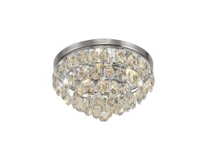 Coniston Flush Ceiling, 3 Light E14, Polished Chrome/Crystal