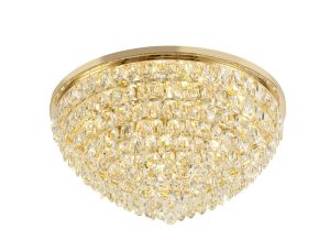 Coniston 80cm Flush Ceiling, 12 Light E14, French Gold/Crystal Item Weight: 24.3kg