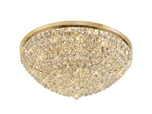 Coniston 95cm Flush Ceiling, 15 Light E14, French Gold/Crystal Item Weight: 35.4kg