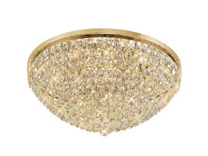 Coniston 95cm Flush Ceiling, 15 Light E14, French Gold/Crystal Item Weight: 35.4kg
