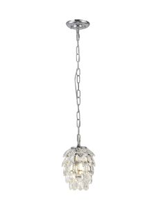 Coniston 17cm Pendant 5 Layer, 1 Light E27, Polished Chrome/Crystal