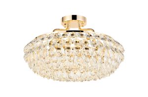 Coniston 48cm Semi Flush Ring Ceiling, 4 Light E14, French Gold/Crystal