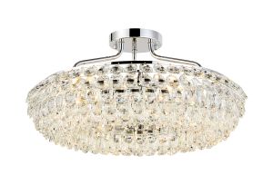 Coniston 60cm Semi Flush Ring Ceiling, 6 Light E14, Polished Chrome/Crystal