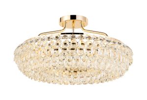 Coniston 60cm Semi Flush Ring Ceiling, 6 Light E14, French Gold/Crystal