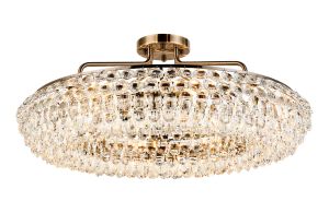 Coniston 80cm Semi Flush Ring Ceiling, 8 Light E14, Antique Brass/Crystal Item Weight: 20kg