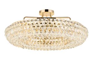 Coniston 80cm Semi Flush Ring Ceiling, 8 Light E14, French Gold/Crystal Item Weight: 20kg
