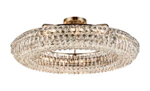 Coniston 95cm Semi Flush Ring Ceiling, 15 Light E14, Antique Brass/Crystal Item Weight: 24kg
