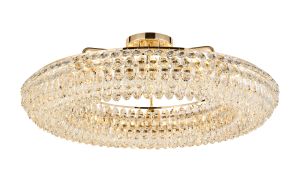 Coniston 95cm Semi Flush Ring Ceiling, 15 Light E14, French Gold/Crystal Item Weight: 24kg