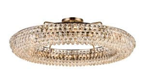 Coniston 1.1m Semi Flush Ring Ceiling, 18 Light E14, Antique Brass/Crystal Item Weight: 31kg