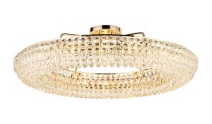 Coniston 1.1m Semi Flush Ring Ceiling, 18 Light E14, French Gold/Crystal Item Weight: 31kg