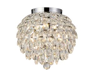 Coniston IP 35cm Ceiling, 5 Light G9, IP44, Polished Chrome/Crystal