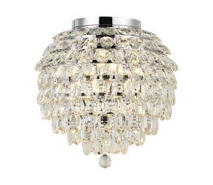Coniston IP 45cm Ceiling, 8 Light G9, IP44, Polished Chrome/Crystal