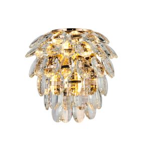 Coniston IP Wall Lamp, 2 Light G9, IP44, French Gold/Crystal