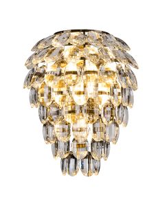 Coniston IP Wall Lamp, 4 Light G9, IP44, Antique Brass/Crystal