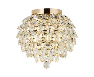 Coniston IP 35cm Ceiling, 5 Light G9, IP44, French Gold/Crystal