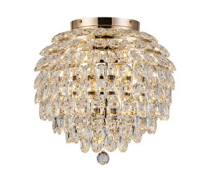 Coniston IP 45cm Ceiling, 8 Light G9, IP44, French Gold/Crystal