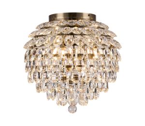 Coniston IP 45cm Ceiling, 8 Light G9, IP44, Antique Brass/Crystal