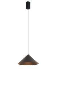Cono 24cm Single Pendant, 10W LED, 3000K, 940lm, Triac Dimmable, Black, 3yrs Warranty