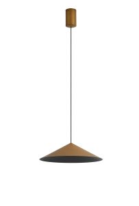 Cono 30cm Single Pendant, 10W LED, 3000K, 940lm, Triac Dimmable, Leather Brown, 3yrs Warranty