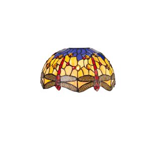 Girolamo Tiffany 30cm Non-electric Shade Suitable For Pendant/Ceiling/Table Lamp, Blue/Orange/Crystal
