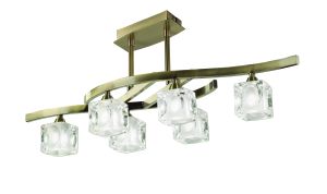 Cuadrax Rectangular Telescopic Semi Flush 6 Light G9, Antique Brass/Frosted Glass (0990)