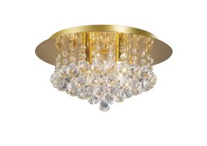 Dahribollita Flush Ceiling, 350mm Round, 4 Light G9 Crystal French Gold