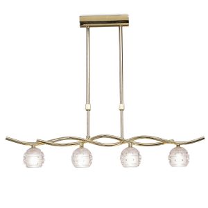 Dali Telescopic Linear Pendant Line 4 Light G9, Polished Brass