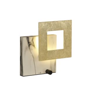 Dalia 25cm Table Lamp, 18W LED, 3000K, 1260lm, Gold/Marble White, 3yrs Warranty