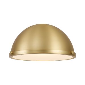Peninaro Round 31cm Satin Gold Metal Shade (A), With Frosted Glass Diffuser And Trim