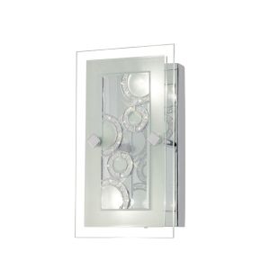 Destello Wall Lamp/Ceiling Rectangle With Circle Pattern 2 Light G9 Polished Chrome/Crystal