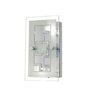 Destello Wall Lamp/Ceiling Rectangle With Square Pattern 2 Light G9 Polished Chrome/Crystal