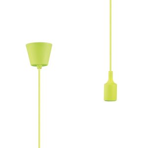 Dreifa 1.5m Single Pendant, 1 x E27, Green, 9cm Plastic Base and Silicon Lampholder Cover