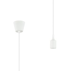 Dreifa 1.5m Single Pendant, 1 x E27, White, 9cm Plastic Base and Silicon Lampholder Cover