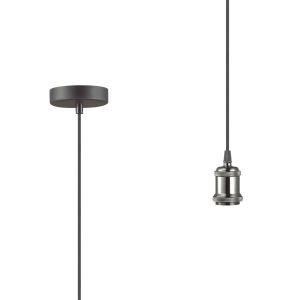 Dreifa 1.5m Single Pendant, 1 x E27, Gun Metal/Black Braided Cable (Maximum Load 1.5kg)